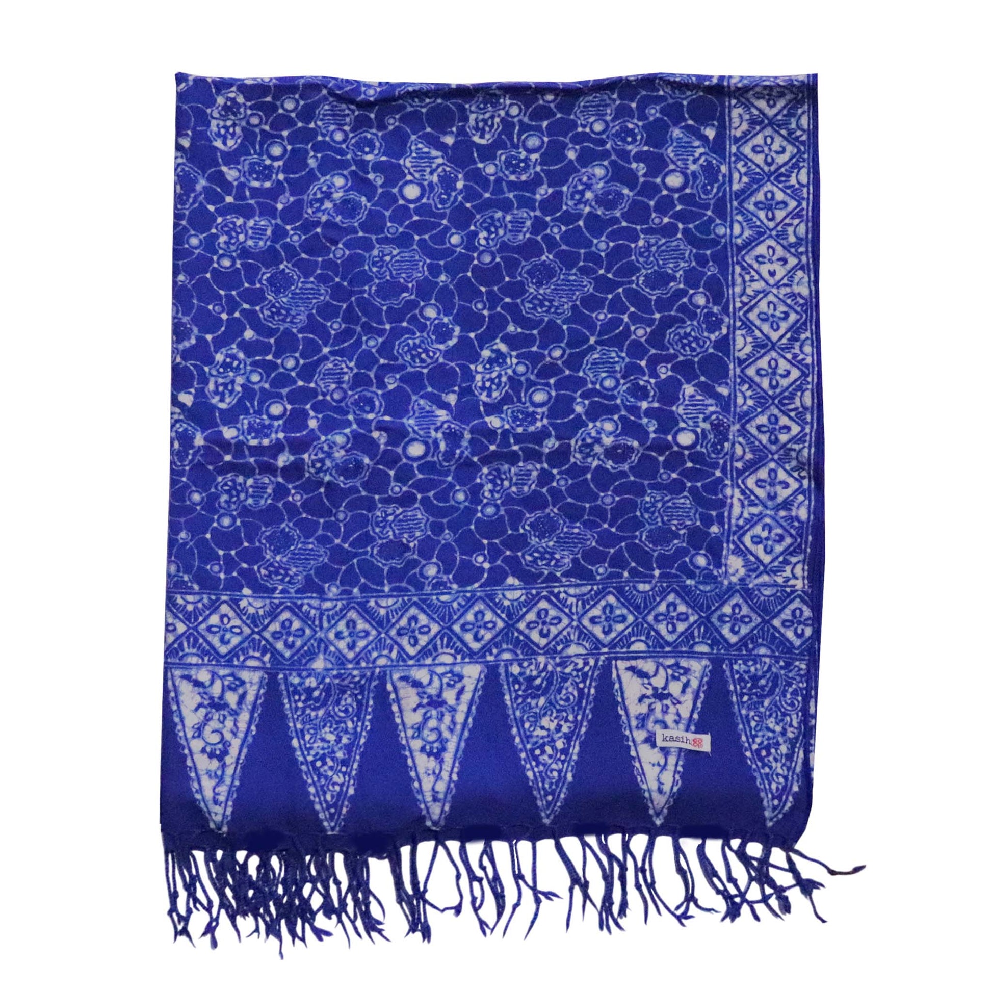Handmade Batik Scarf, soft Cotton, Boulder, Blue, Light Blue, White
