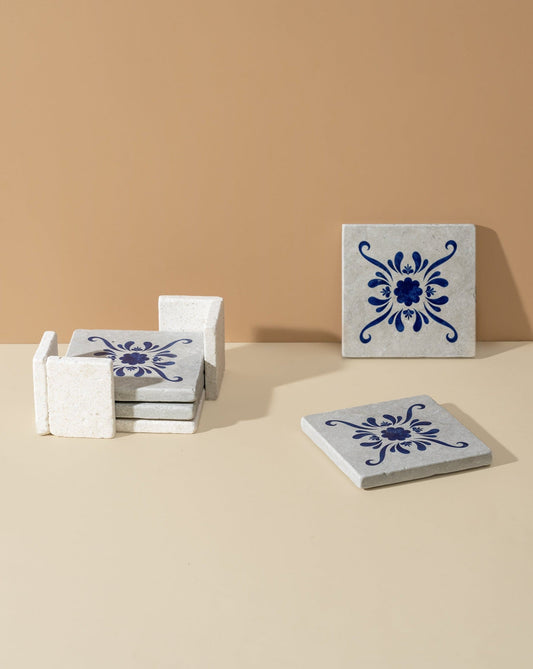 Andalusia Patterned Marble Tiles Coasters | Set of 4