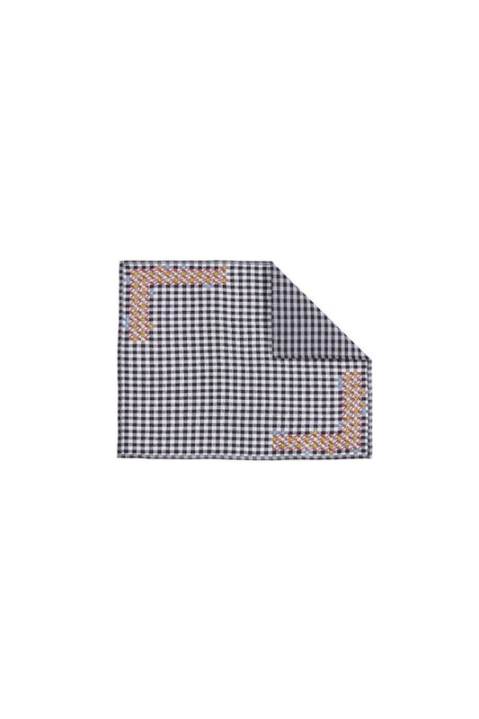 S/2 Estrellas Embroidered Placemat - Black