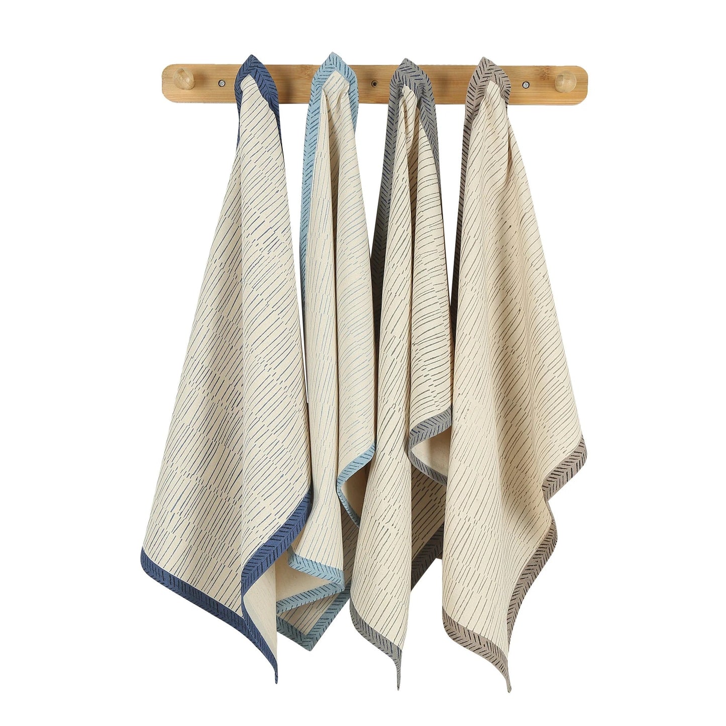 TEA BREAK – Set of 2 Hand Block Printed Kitchen Towels – Kora Cotton – Fair Trade – Artisan Made