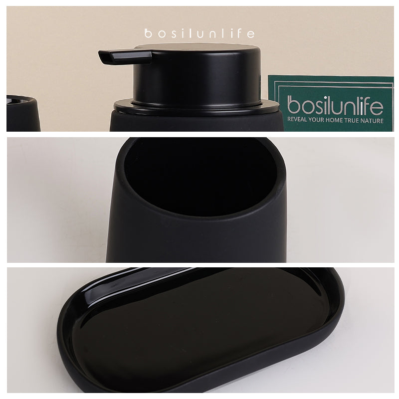 Rubber Paint Foaming Bathroom Accessories Set Sustainable Ceramic