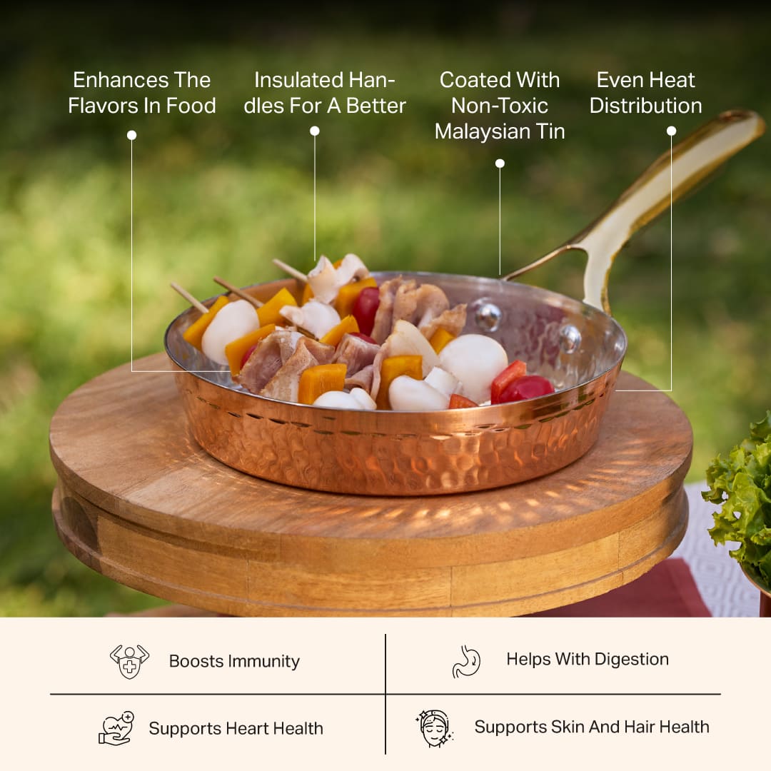 Copper Frypan (Frying Pan) with Brass Handle - Saute Pan