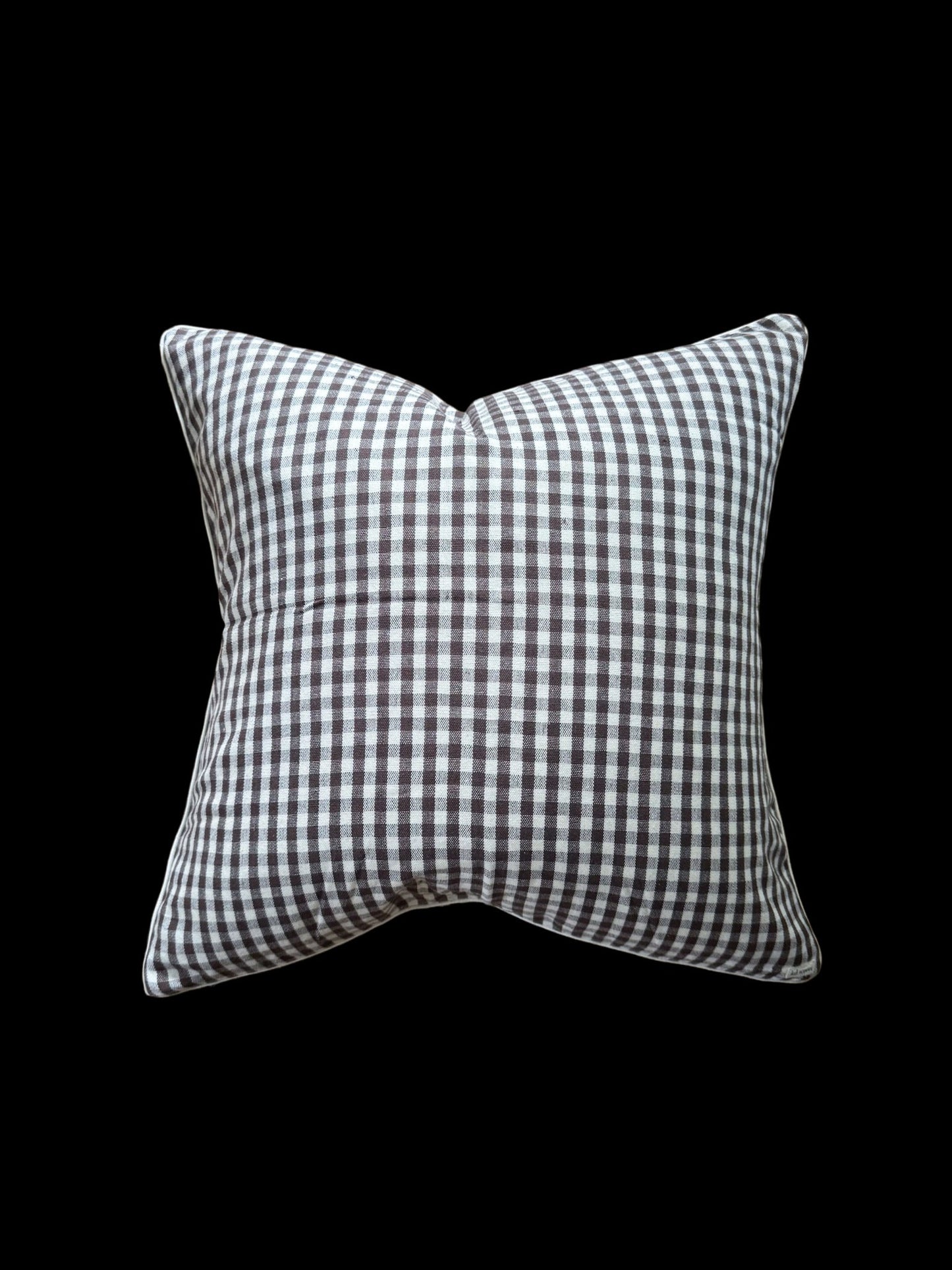 Chocolate Gingham Pillow Cover