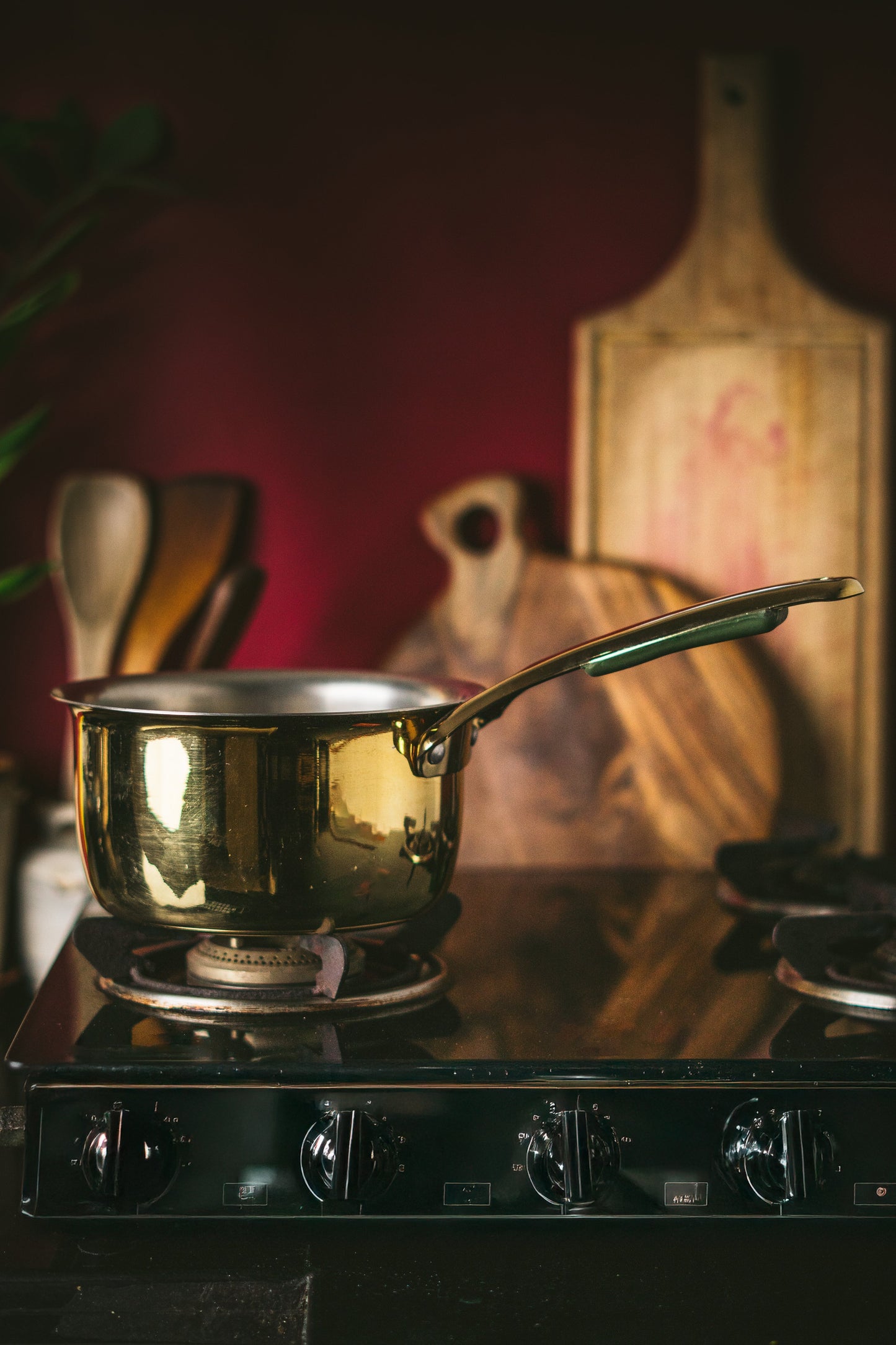 Set of 2 Brass Saucepans with Insulated handles (1.1 QT , 1.6 QT)