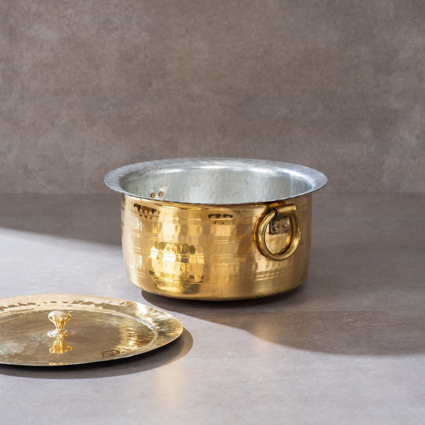 Set of 3 Brass Pots (Patila/ Topia) - 1 qt, 3.2 qt, 5.3 qt 6 Pieces Set