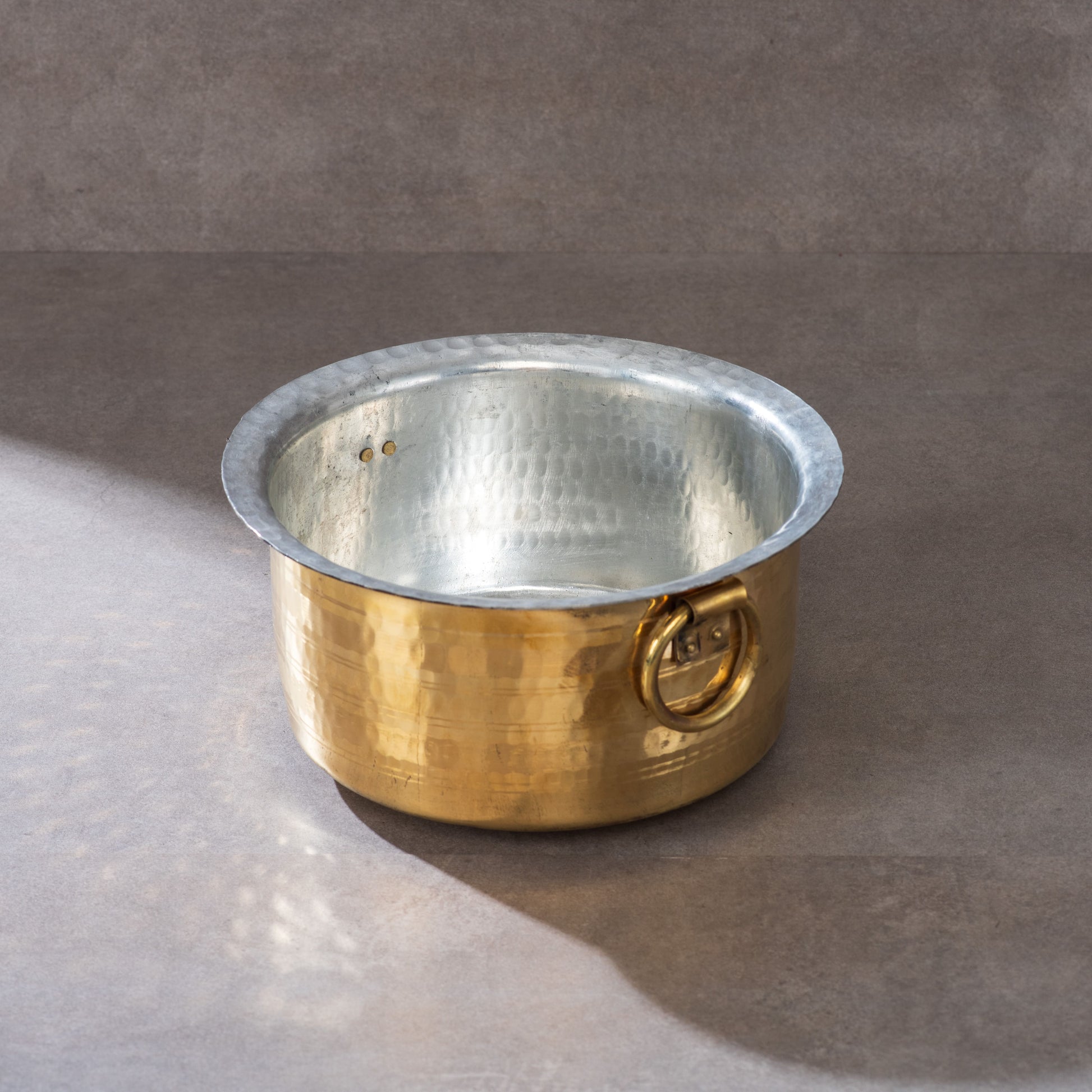 Set of 3 Brass Pots (Patila/ Topia) - 1 qt, 3.2 qt, 5.3 qt 6 Pieces Set