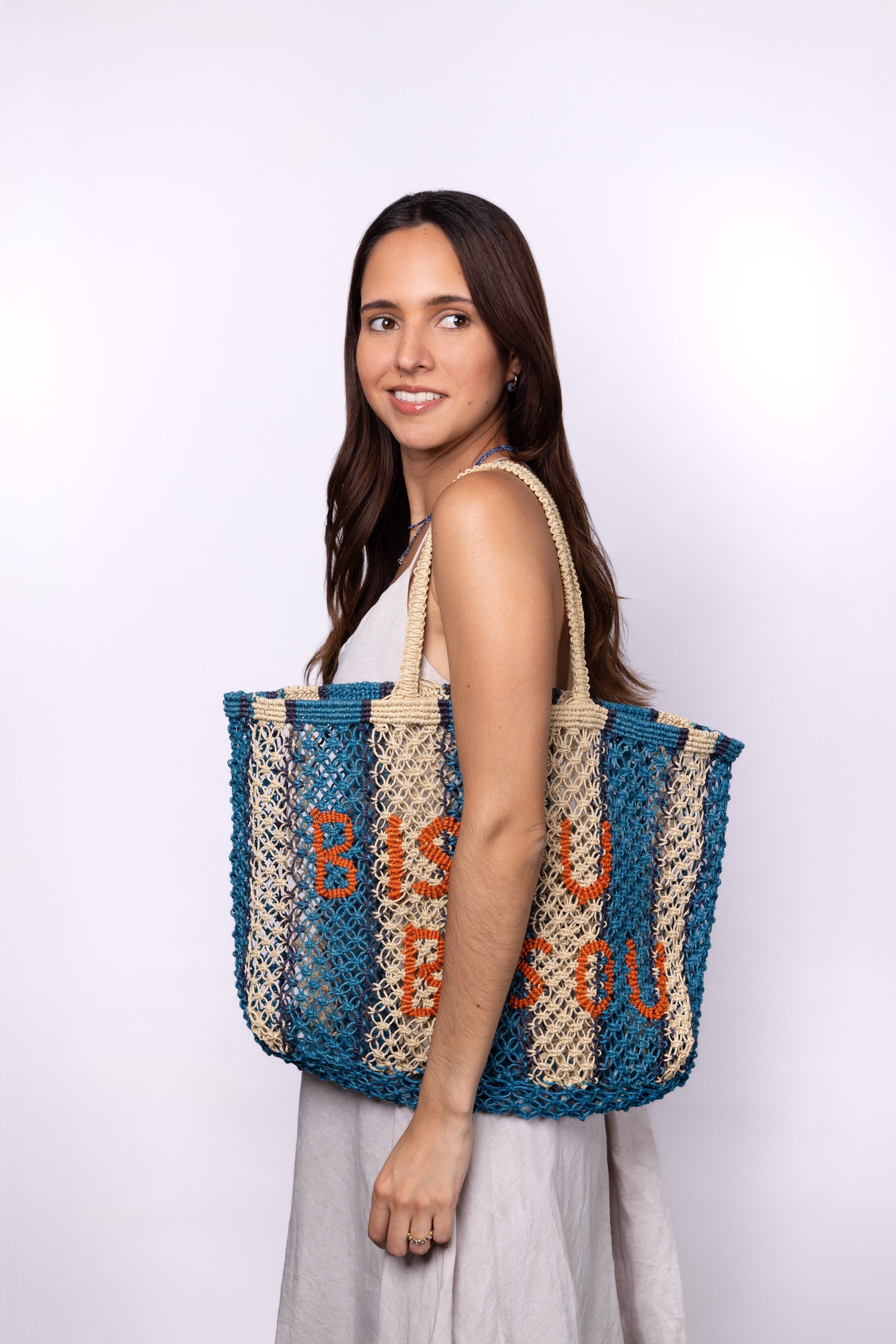 Bisou Bisou Woven Jute Tote