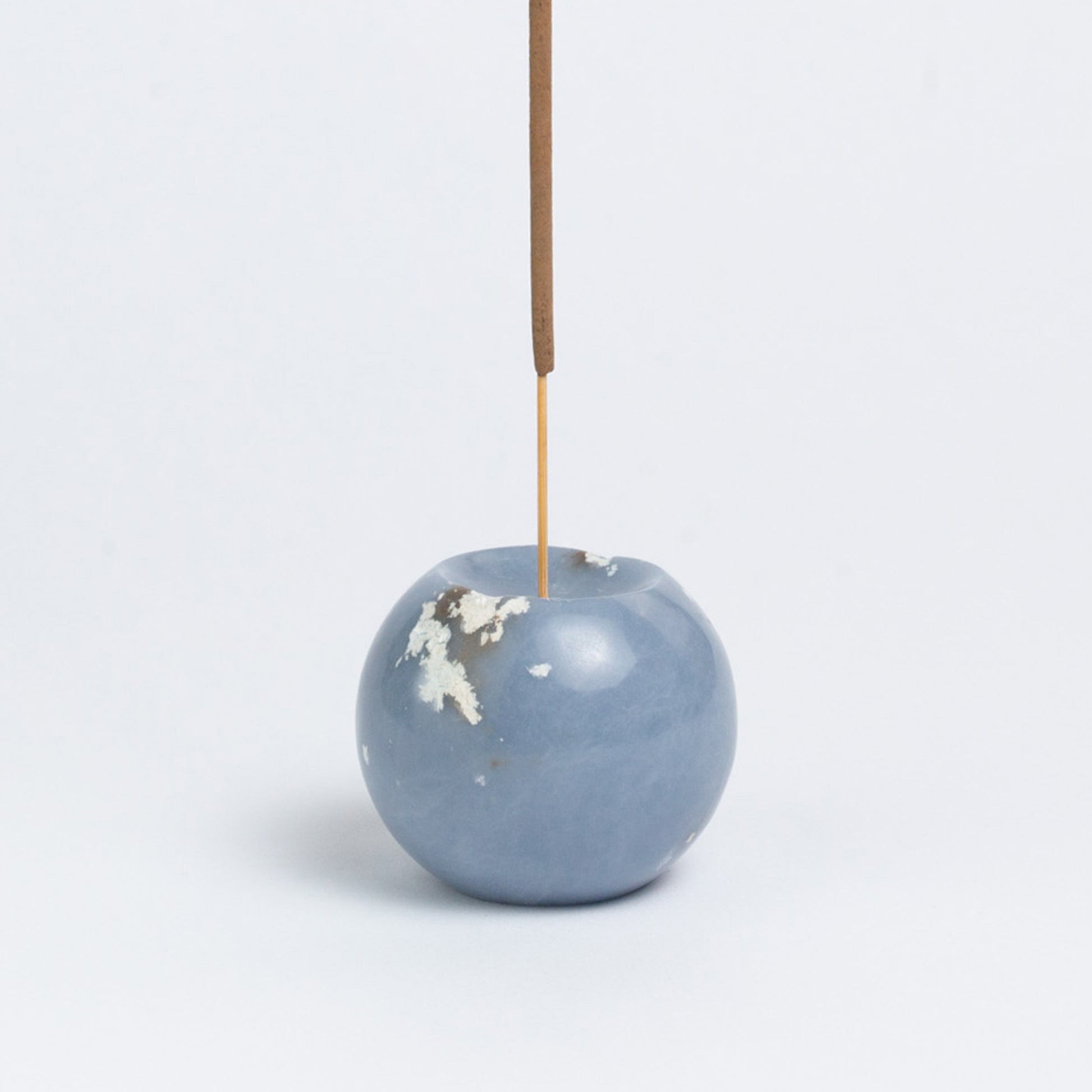 Gemstone sphere incense holder Serpentine green