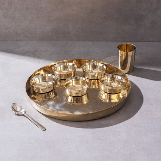 Bronze (Kansa) high hiped plate (Thaali) Set (13.5")