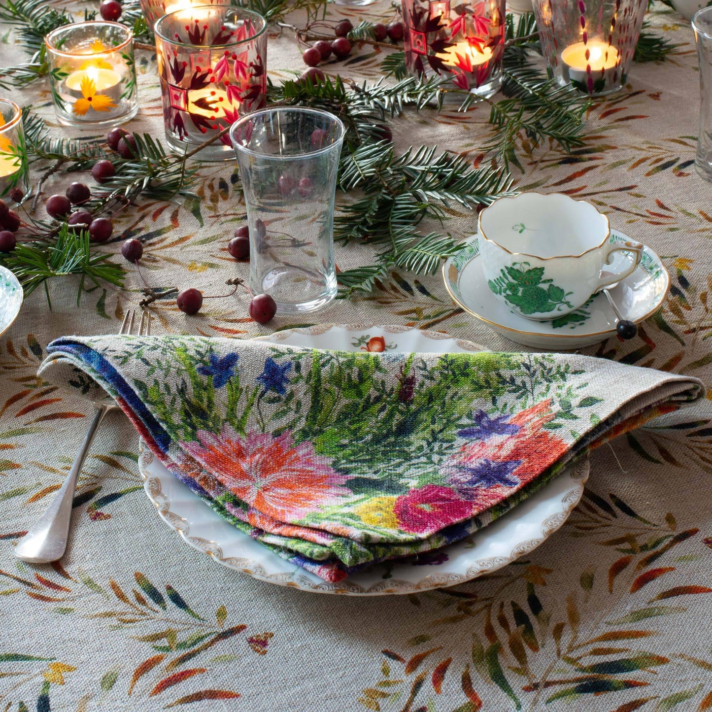 6 Organic Linen Napkins in Dramatic Iris