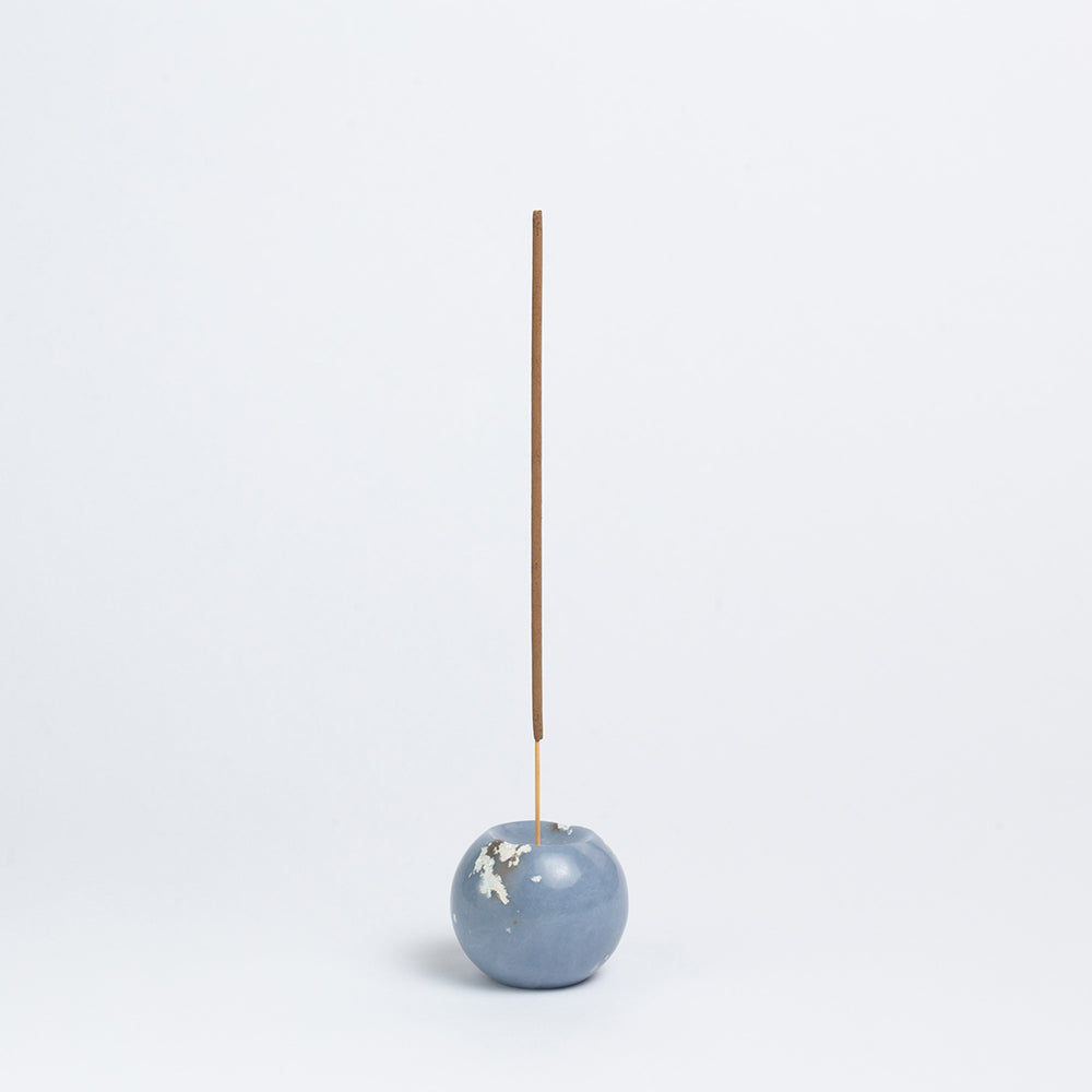 Gemstone sphere incense holder Celestine