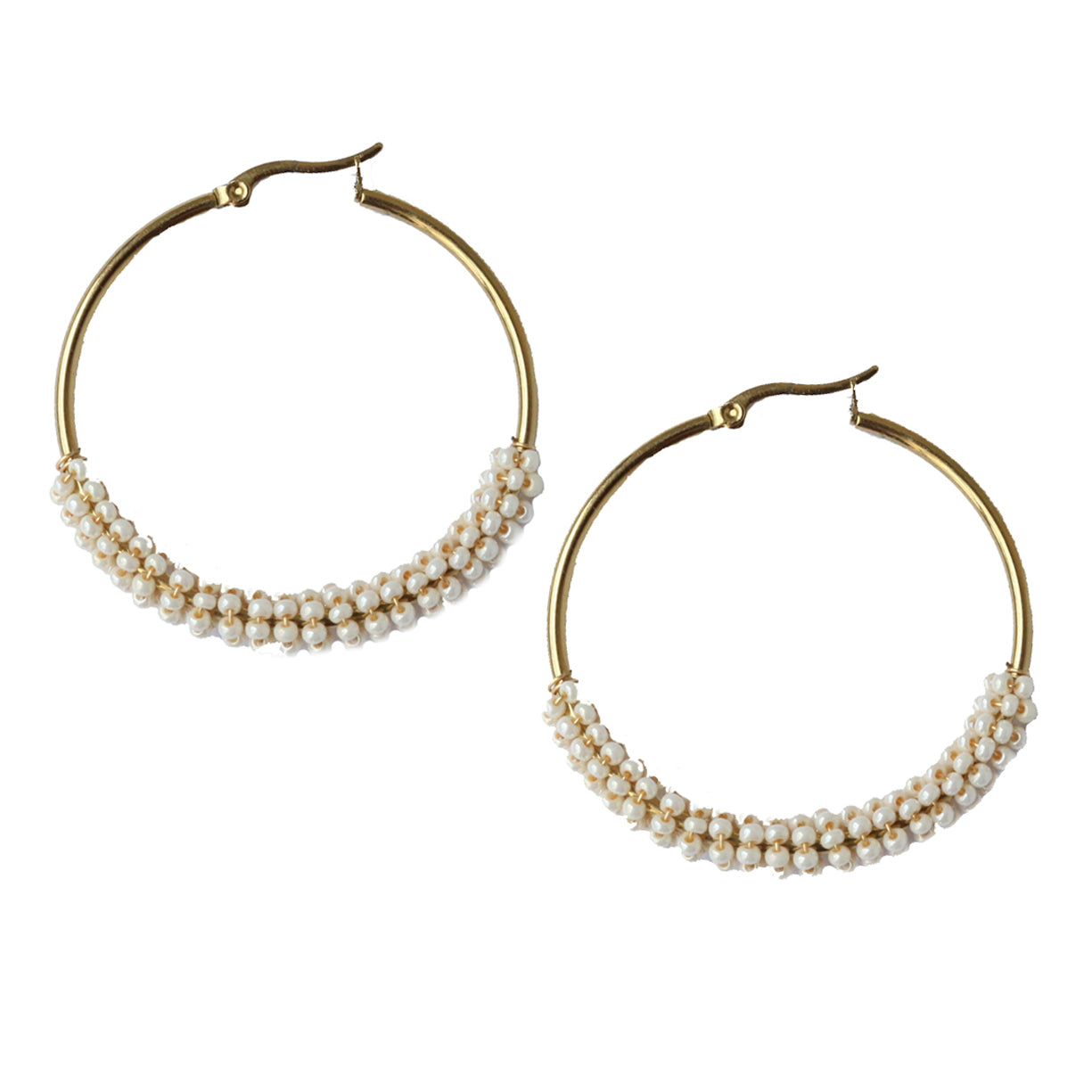 Pearl Hoop Embera Earrings