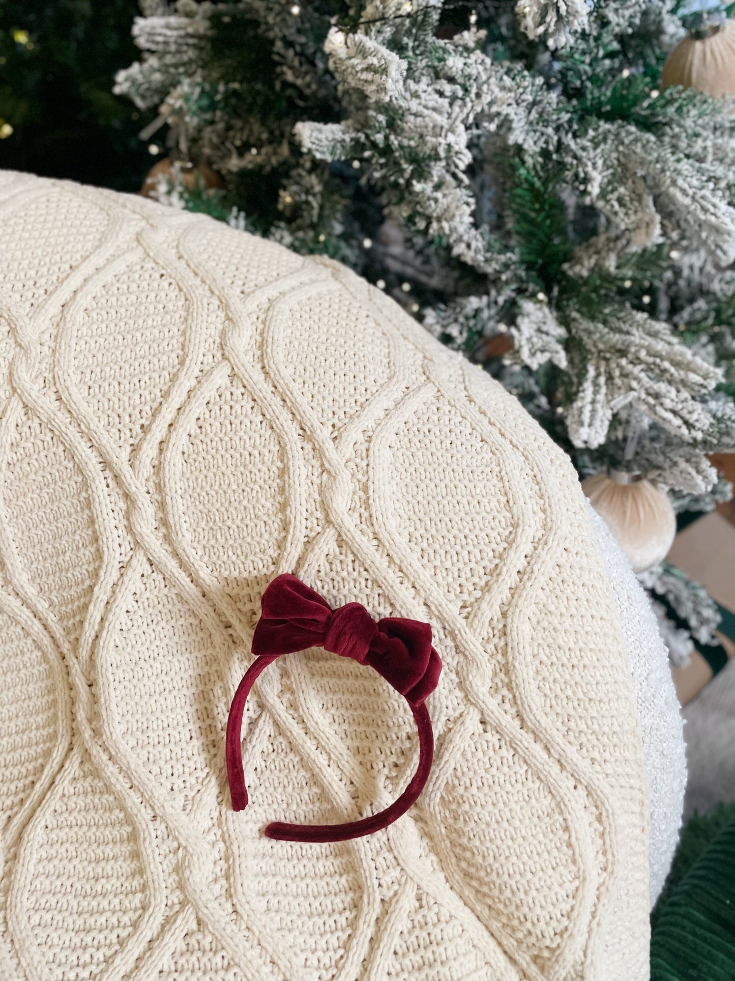 Cotton Velvet Headband Bow | Winterberry Red | Limited Edition