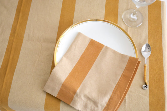 Oh! Stripes (Ochre) Block Print Napkins