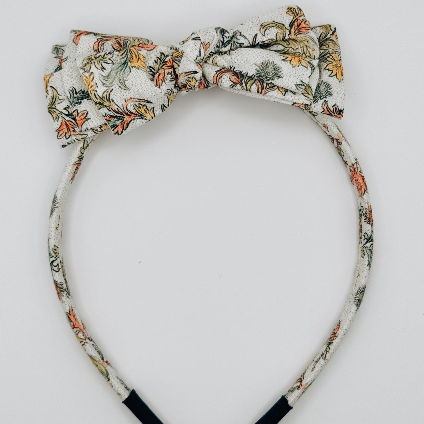 Three Little Bows Headband- Mustard Sage Bloom