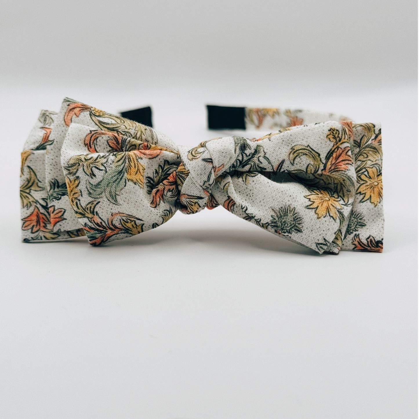 Three Little Bows Headband- Mustard Sage Bloom