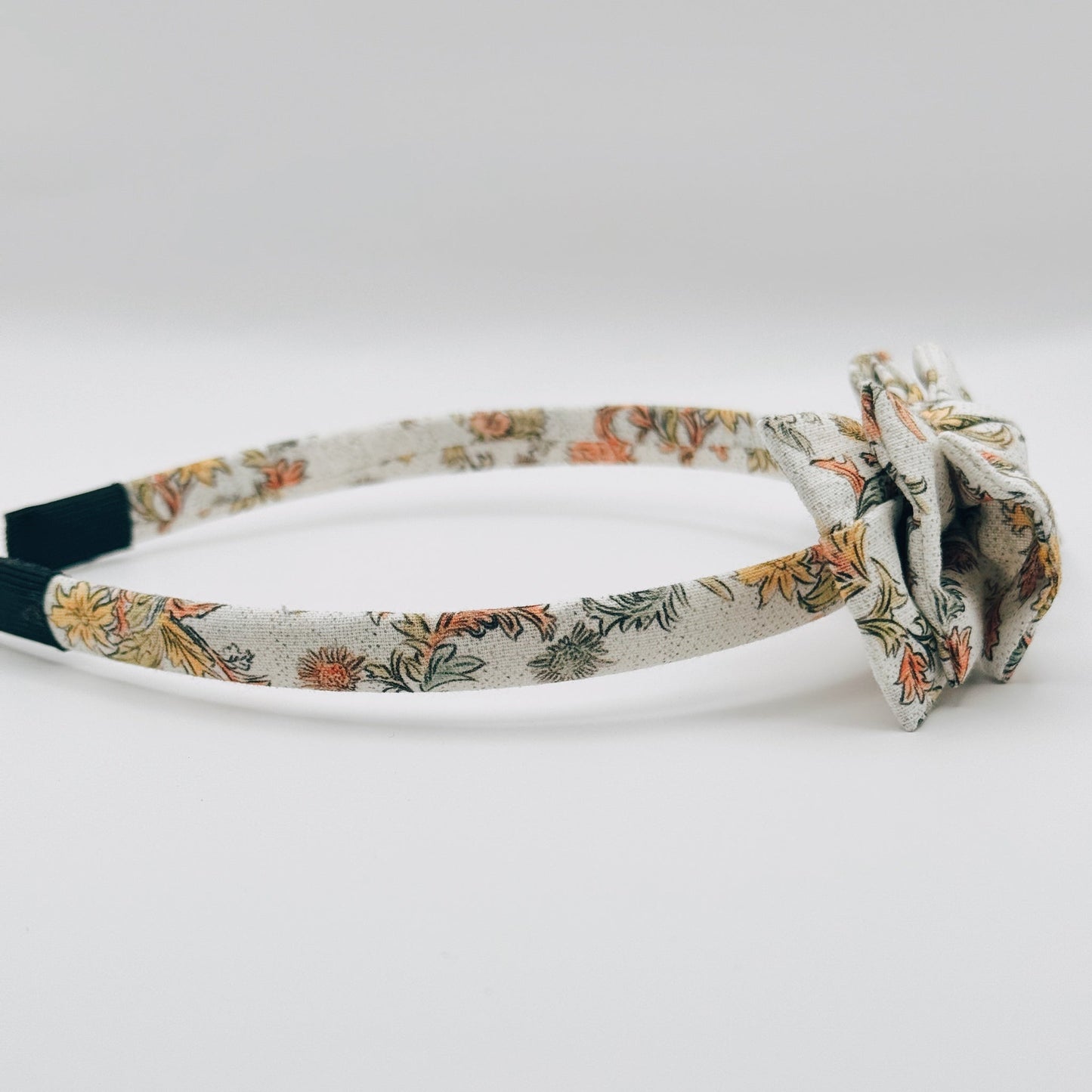 Three Little Bows Headband- Mustard Sage Bloom
