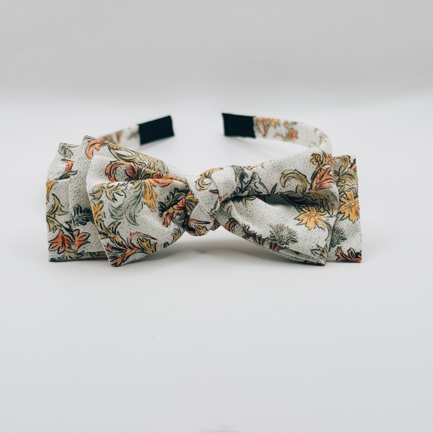Three Little Bows Headband- Mustard Sage Bloom