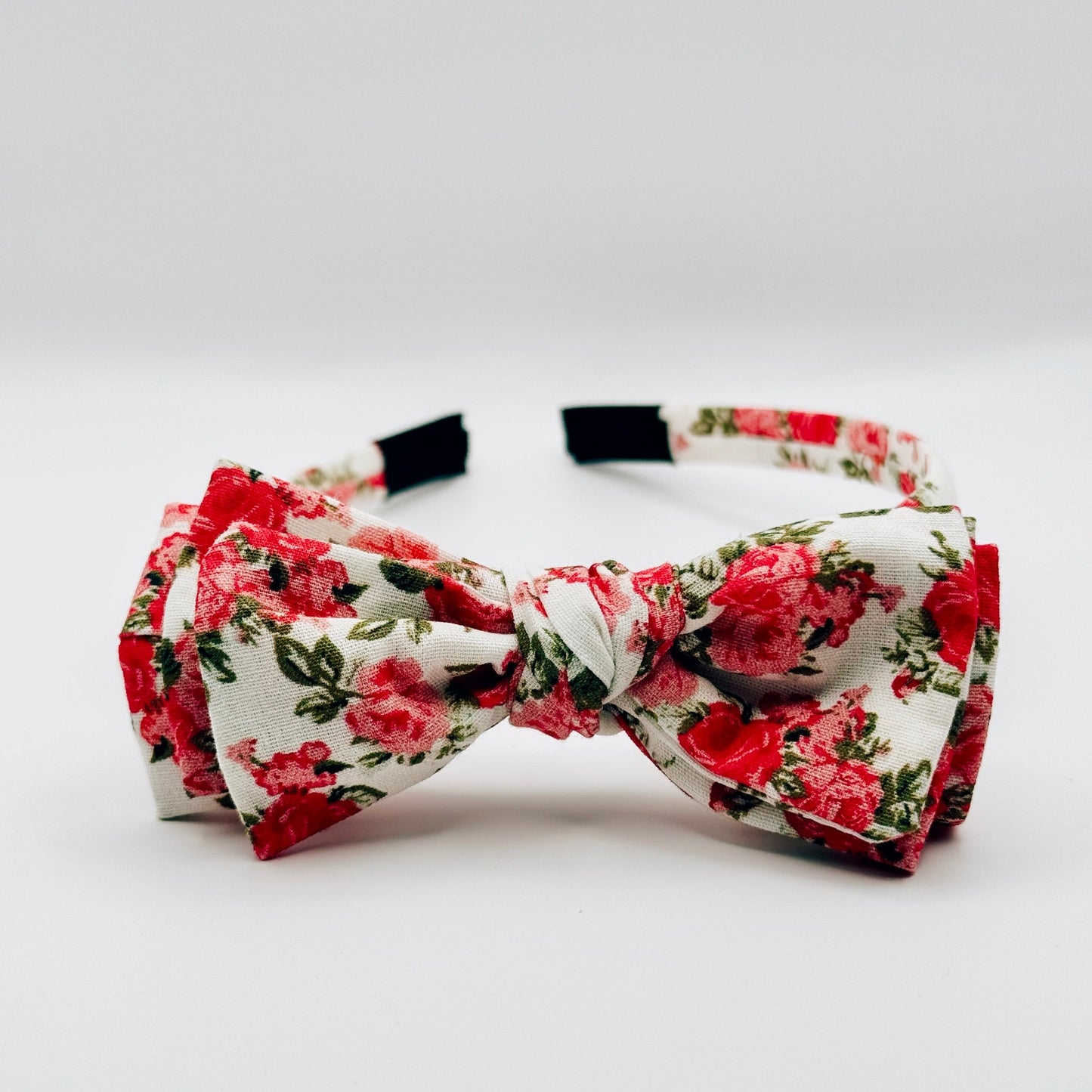Three Little Bows Headband- Éclosion au jardin des roses
