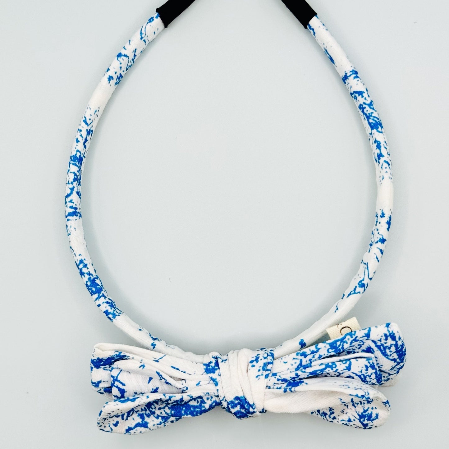 Three Little Bows Headband-Blue Toile