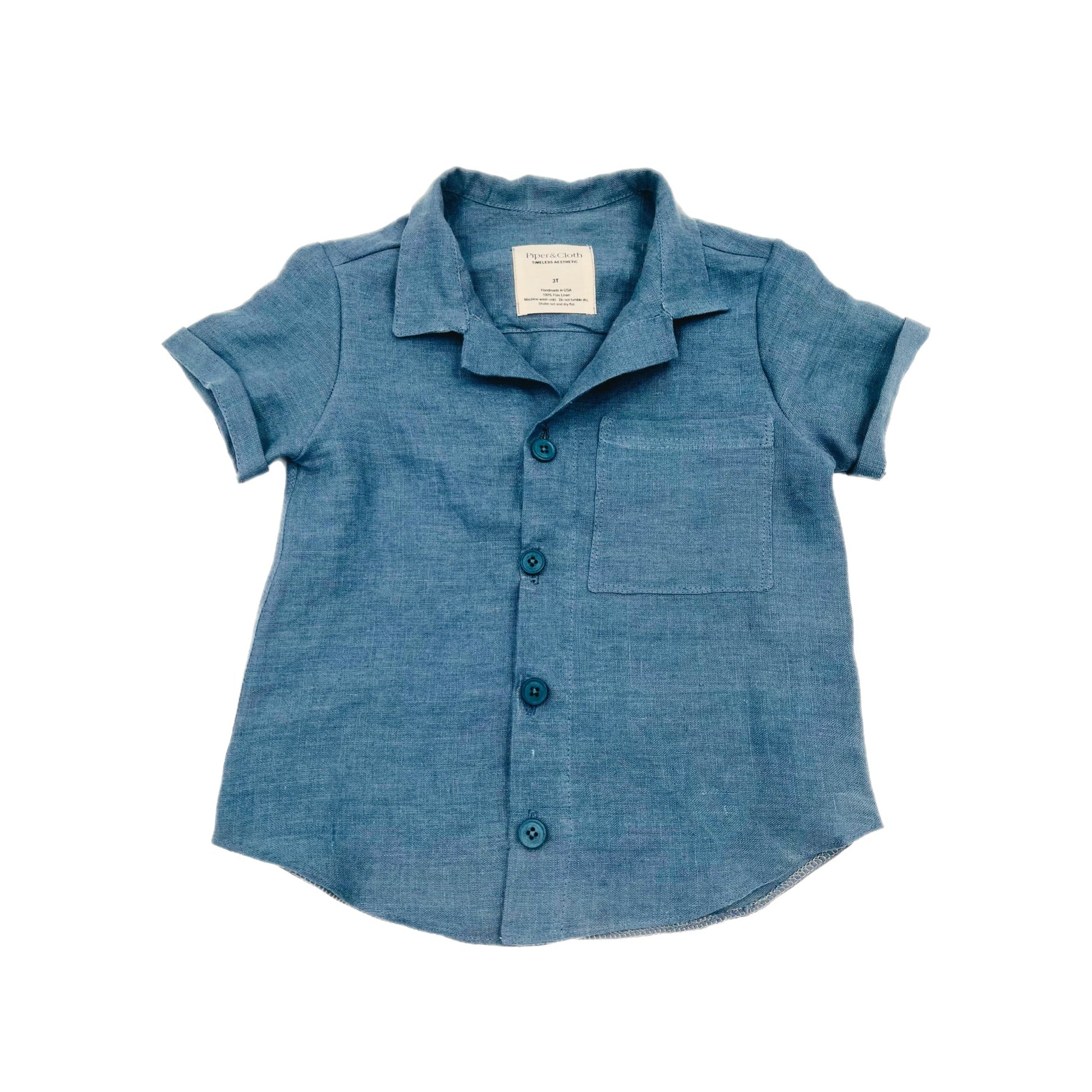 Carter Linen Pant Set- Blue Wave