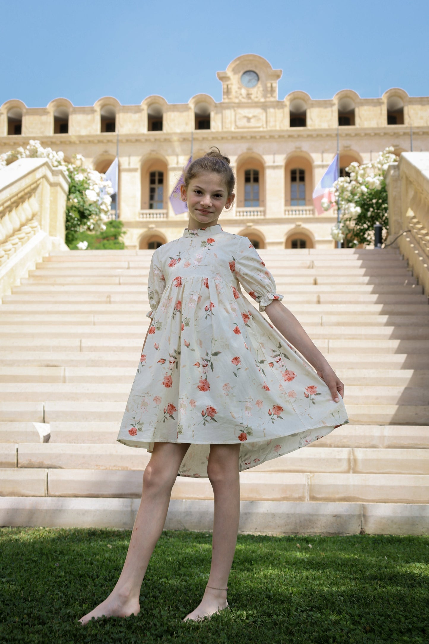 The Madeleine Dress-Ivory Bloom