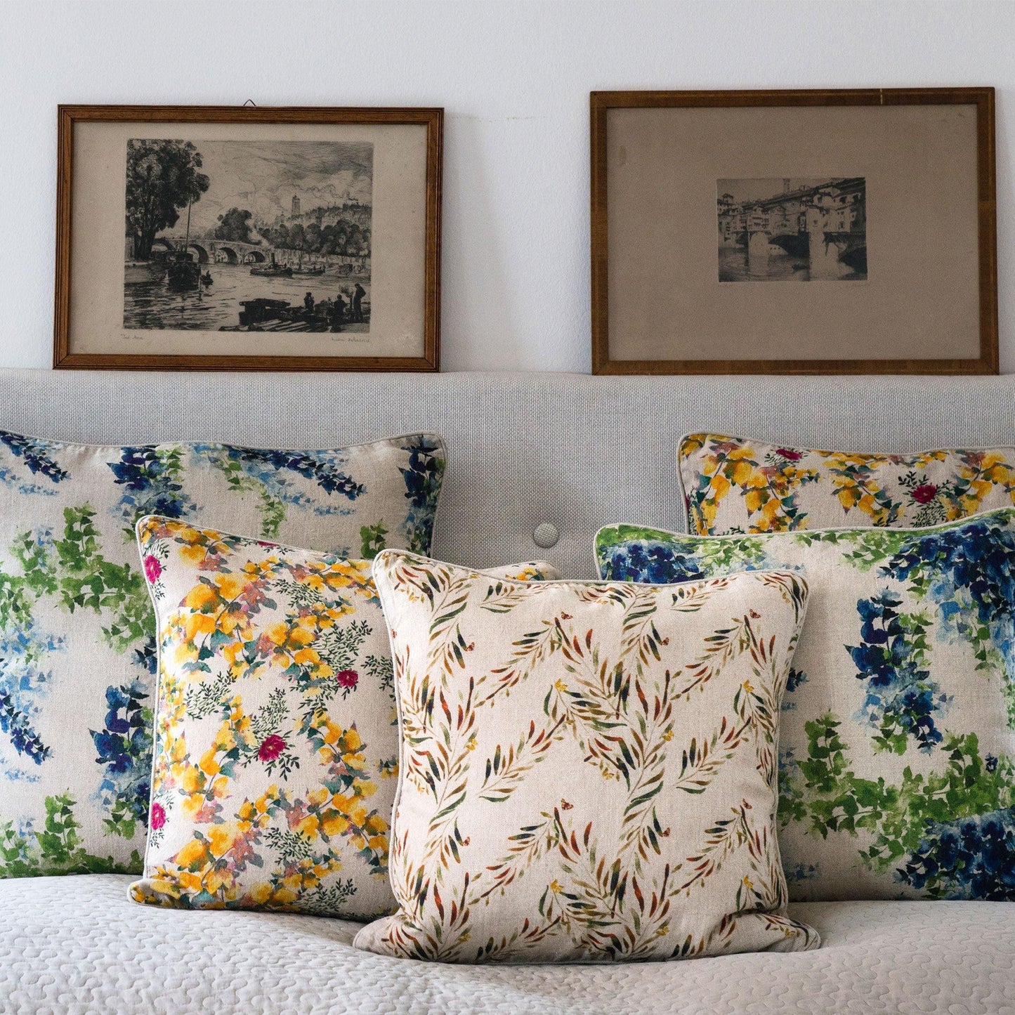 Organic Linen Pillow Cover in Red Palm