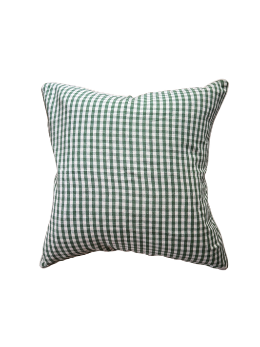 Olive Gingham Pillow Cover