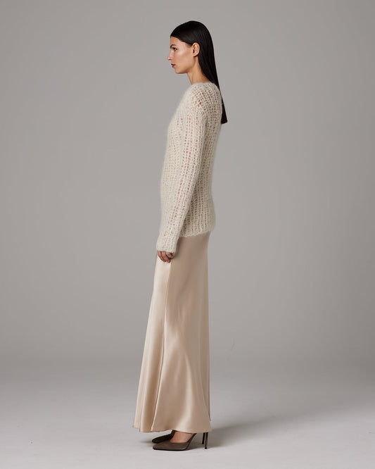 Open Mesh Boatneck Sweater