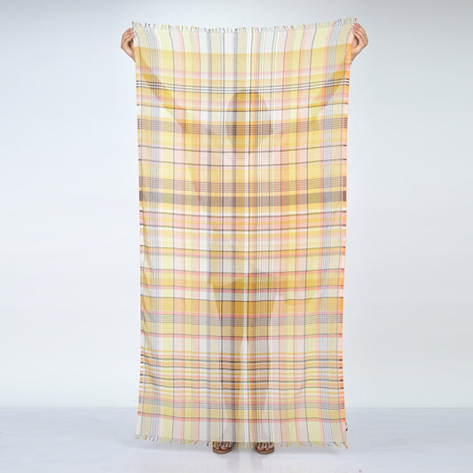 Countryside Check Scarf - LIGHT BROWN