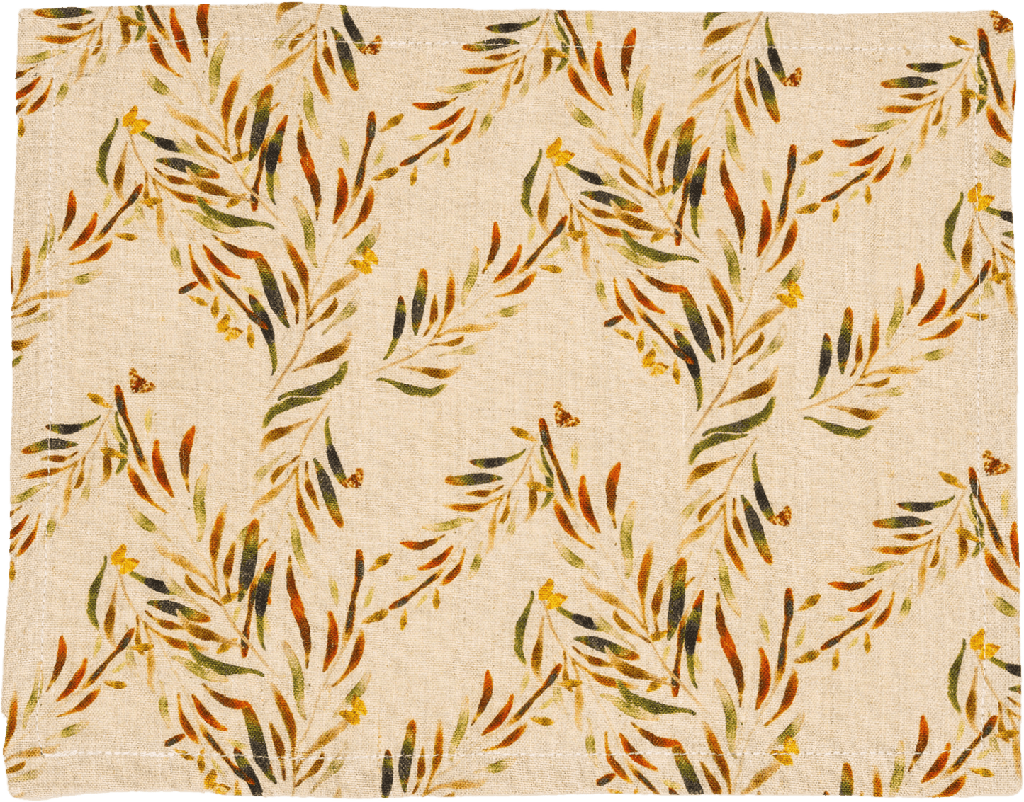 6 Organic Linen Placemats in Red Palm