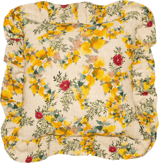 Organic Linen Ruffled Pillow Cover in Saint Valentine