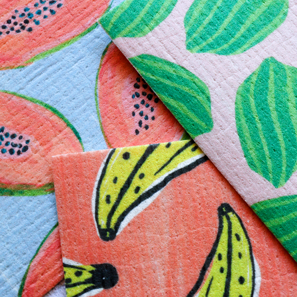 Swedish Dishcloth in Fruit Print, 3-pack