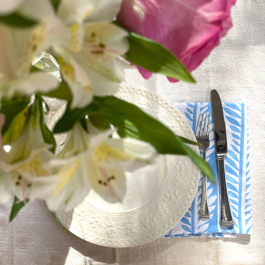 Blue Modern Vines Organic Napkins, 4-pack