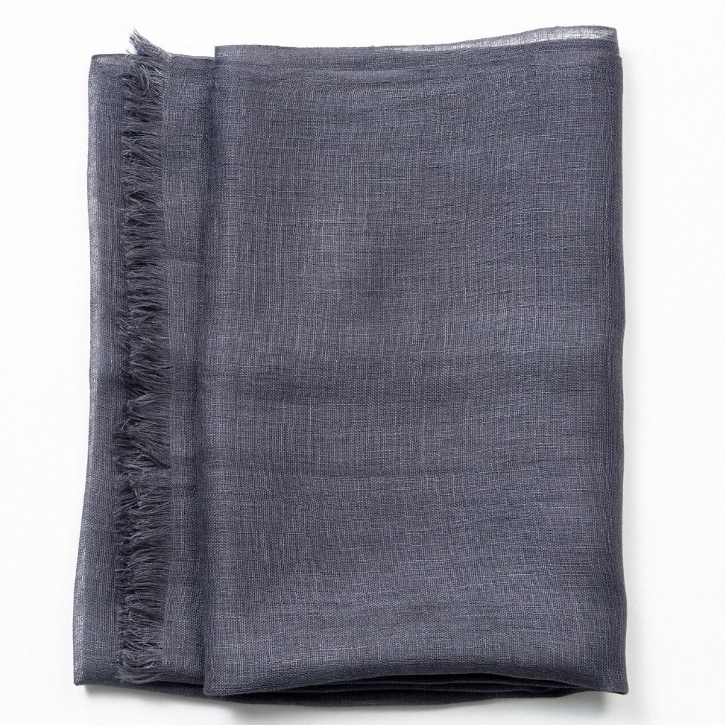 Pebble Gray Hand Woven Linen Scarf