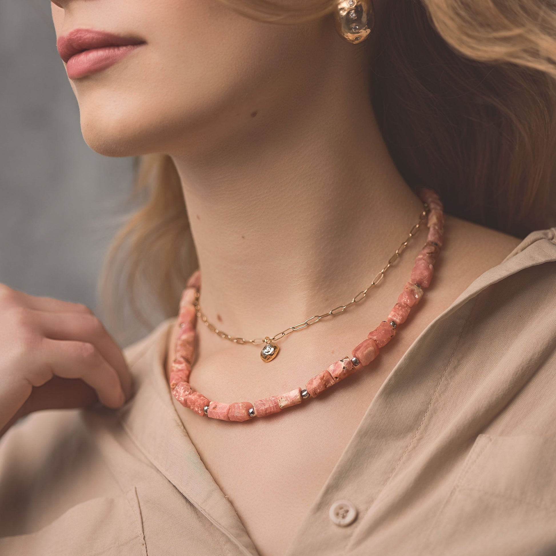 Pink Pebble Necklace