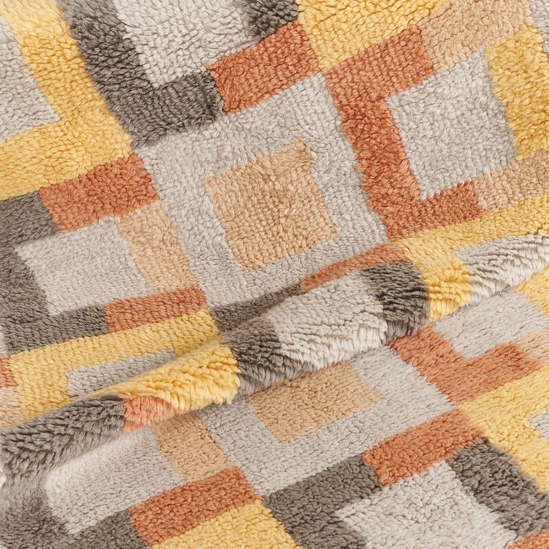 Shale Geometric Pattern Plush New Zealand Merino Hand-Knotted Rug In Warm Hues