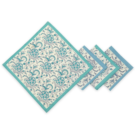 STREAMLINE 18"x18" Hand Block Printed Napkins - Set of 4. Cotton - Fair Trade - Artisan Made