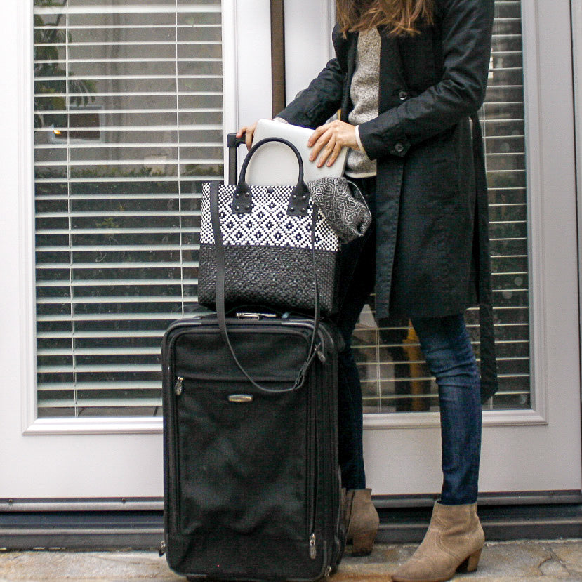 Tin Marin Black Large Woven Crossbody Bag - Black Leather