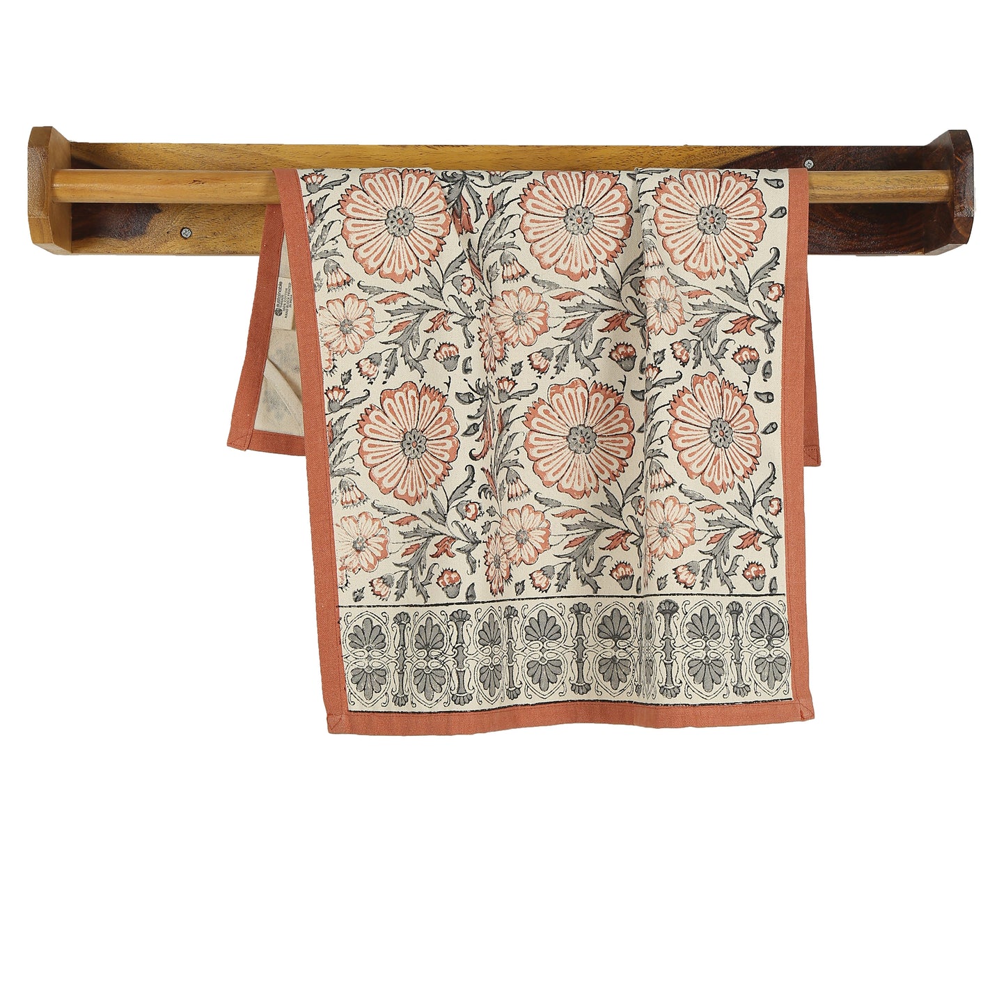 Bloom River - Set of 2. Hand Block Printed Kitchen Towels - Cotton - Fair Trade - Artisan Made