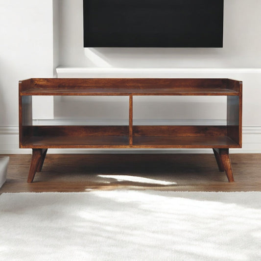 Solid Wood Open-top Chestnut Media Unit