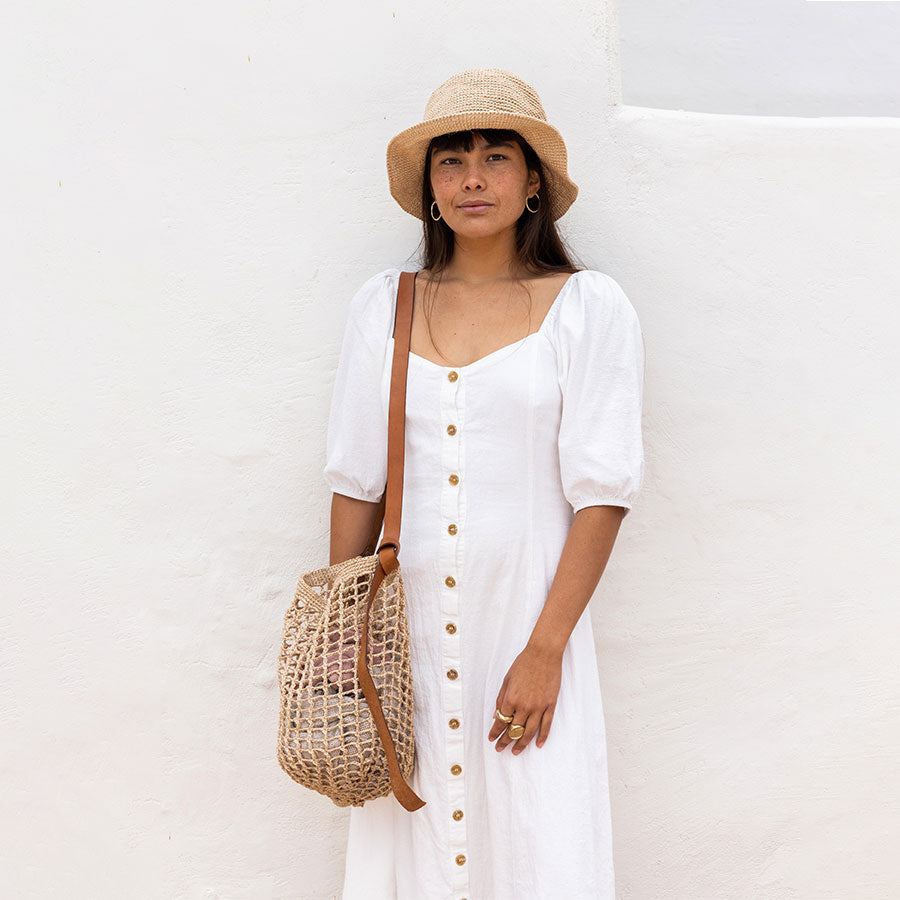 Maria Woven Market Bag | Leather Strap