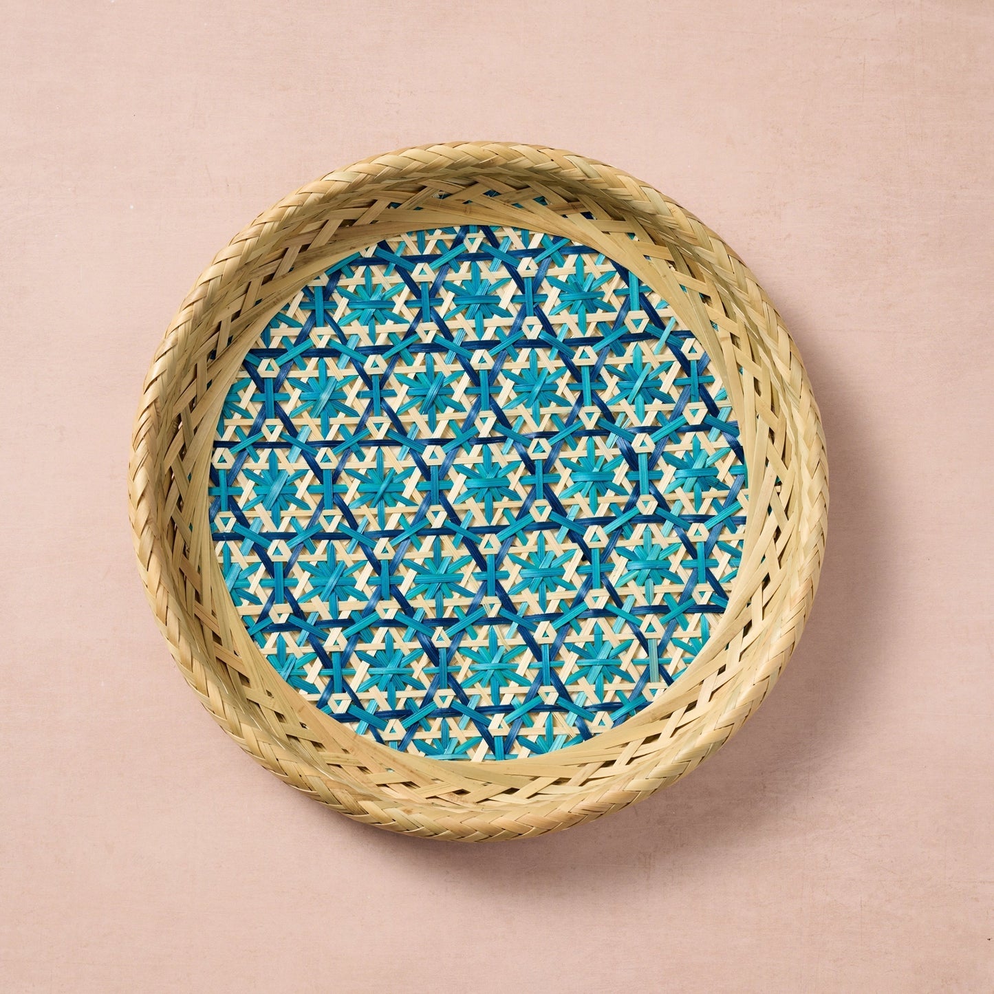 Phu An Bamboo Basket with Blue - 13.5