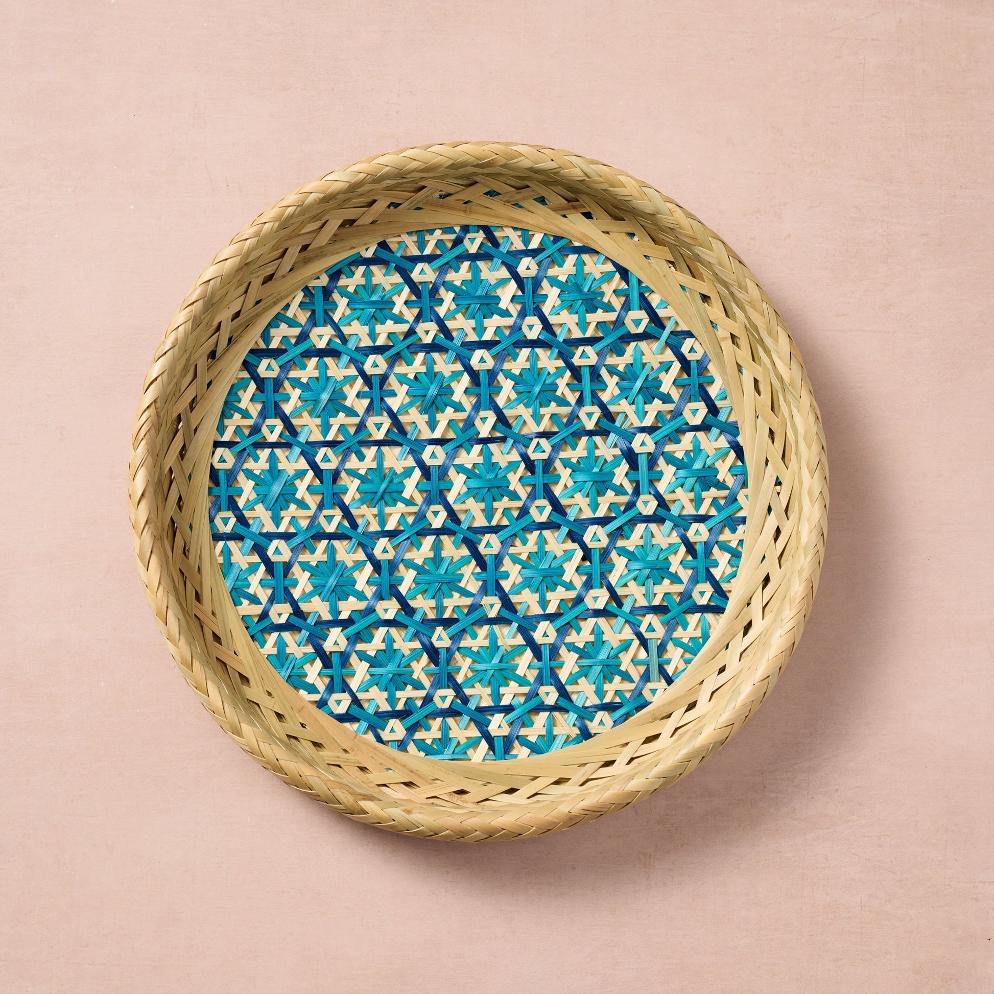 Phu An Bamboo Basket with Blue - 13.5