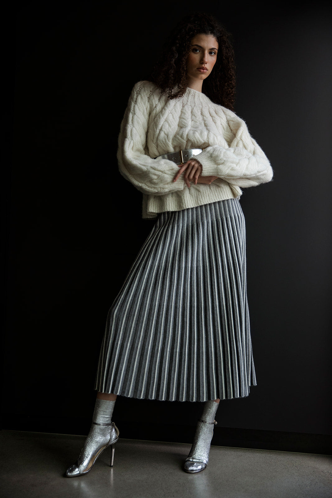 ADELINE SKIRT - GREY IVORY