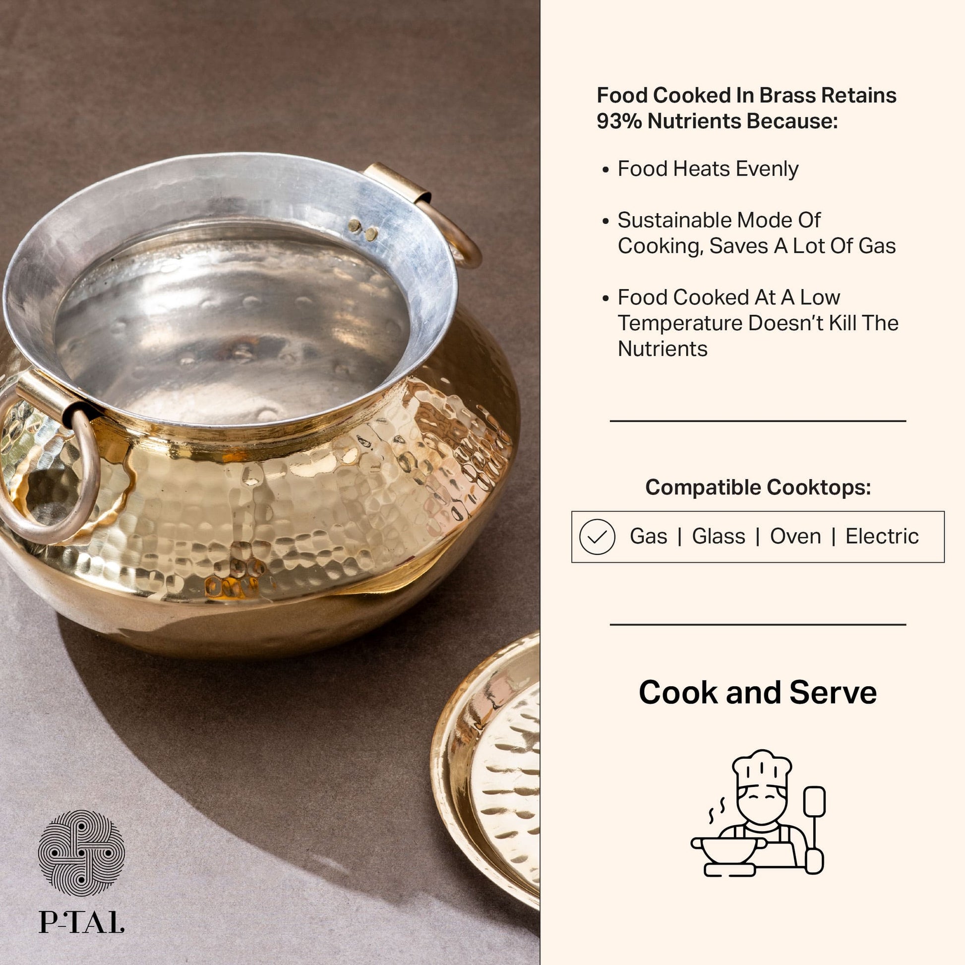 Brass Indian Style Wok/ Brass Soup Pot