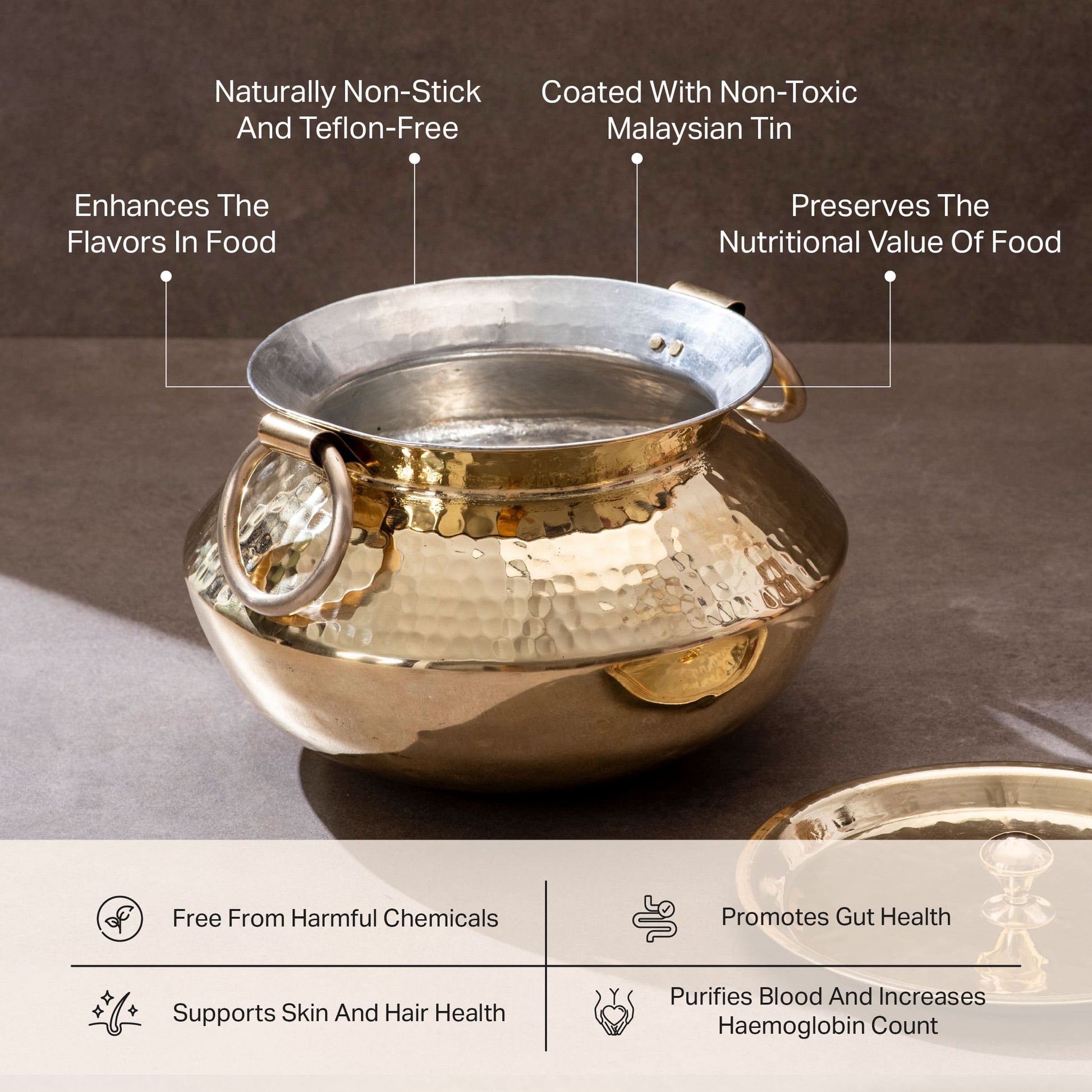 Brass Indian Style Wok/ Brass Soup Pot