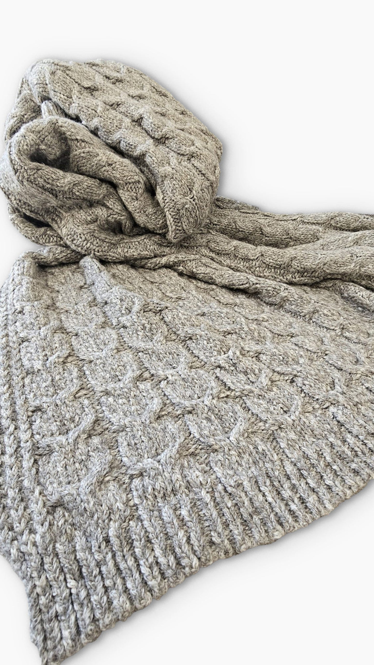 Muru Collection - Pima Cotton and Undyed Baby Alpaca Graphite Cable Throw