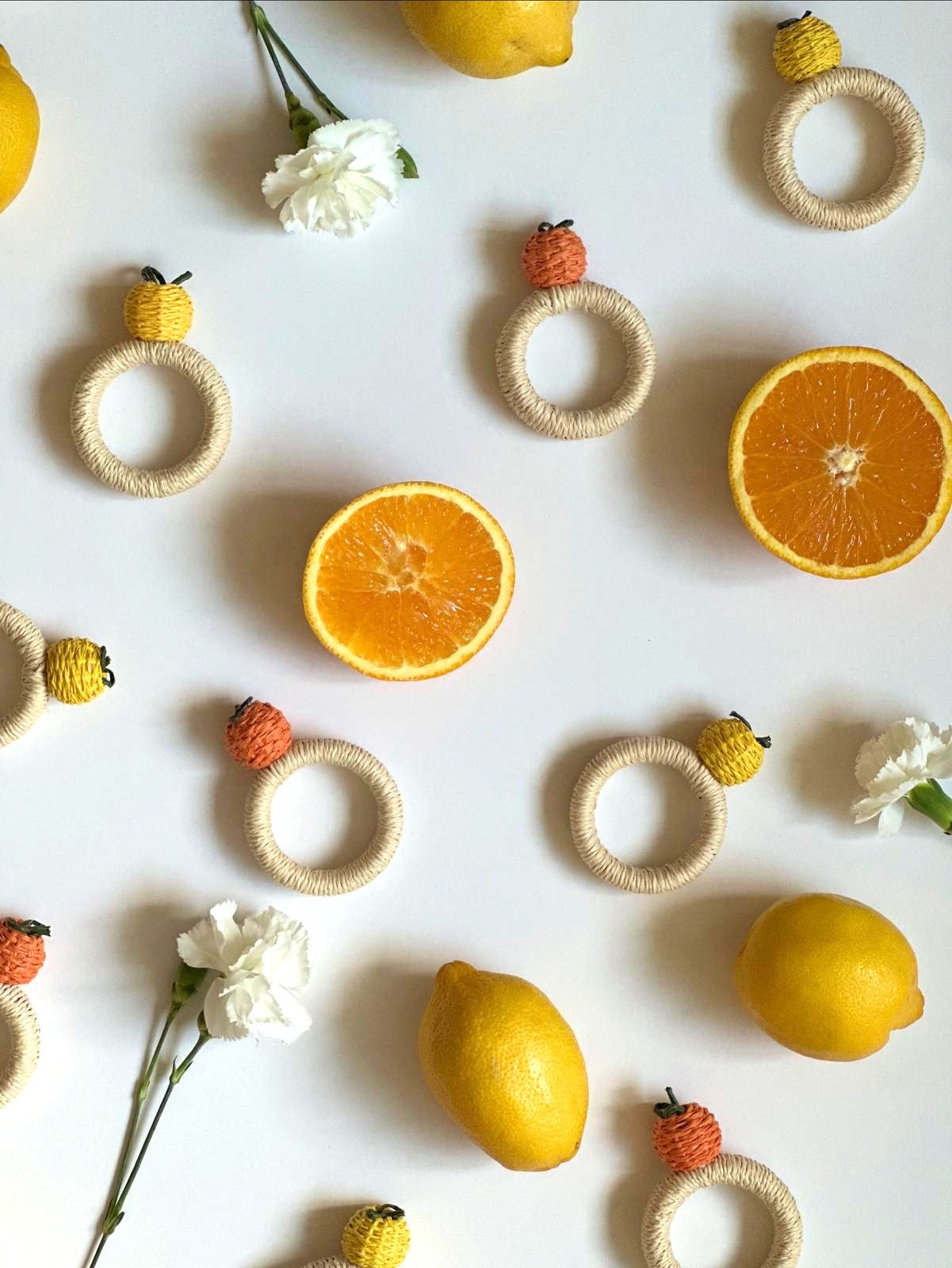 Handwoven Lemon Napkin Ring - Set of 4