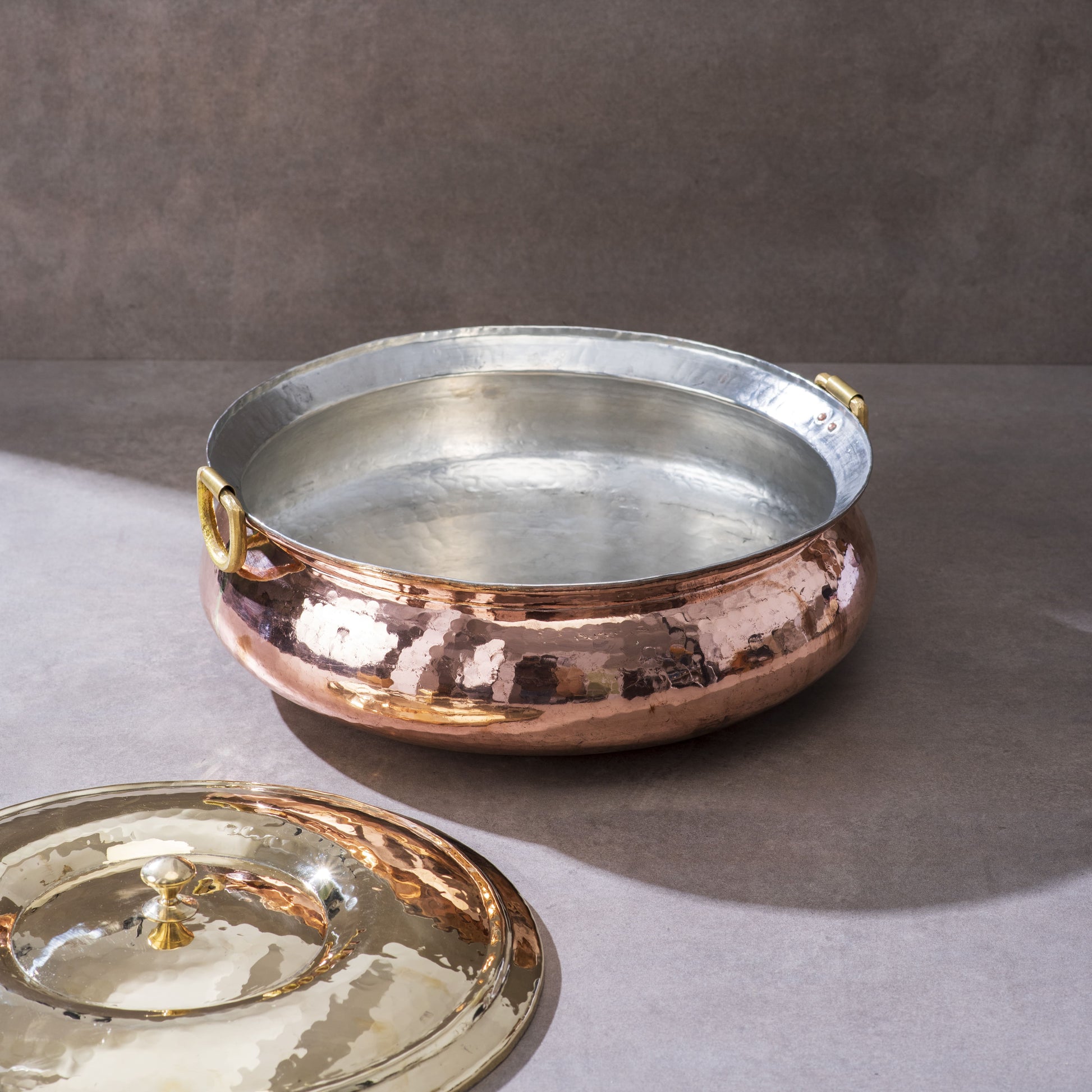 Copper Hammered Lagan/ Wide and shallow copper cooking vessel/ Copper Hammered Braiser - Copper Chafing Dish
